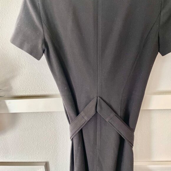 BOSS Hugo Boss Black Wool Blend Stripe Short-Sleeve Belted Dress Women’s S - Picture 7 of 7